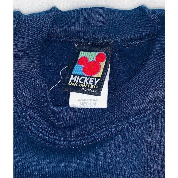 Medium Vtg Adult Mickey Unlimited Velva Sheen Mouse Disney Sweatshirt Navy USA - Picture 4 of 12